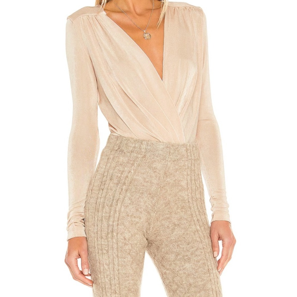 Intimately NEW Free People x Revolve Bodysuit Blossom Pearl Shimmer V-Neck L